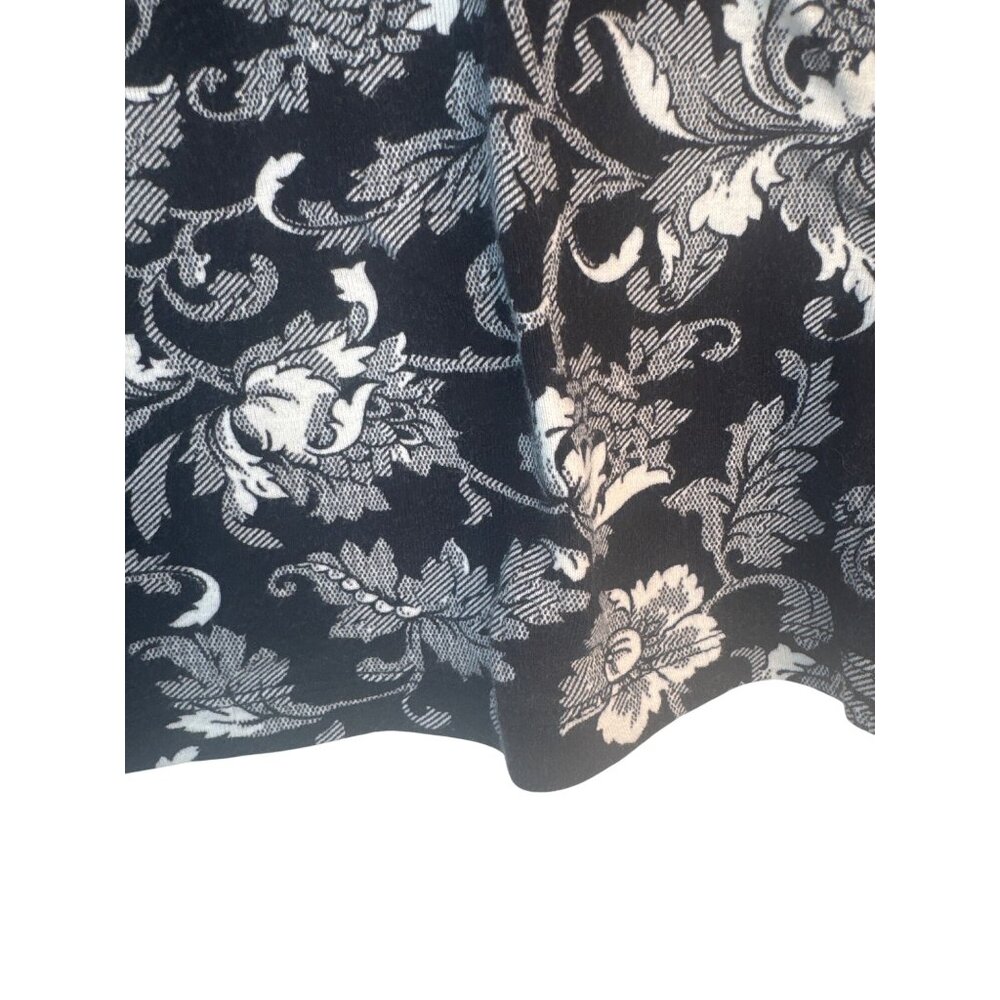 Lauren Ralph Lauren Medium Black & White Floral Long Sleeve Cotton Top - Picture 8 of 11